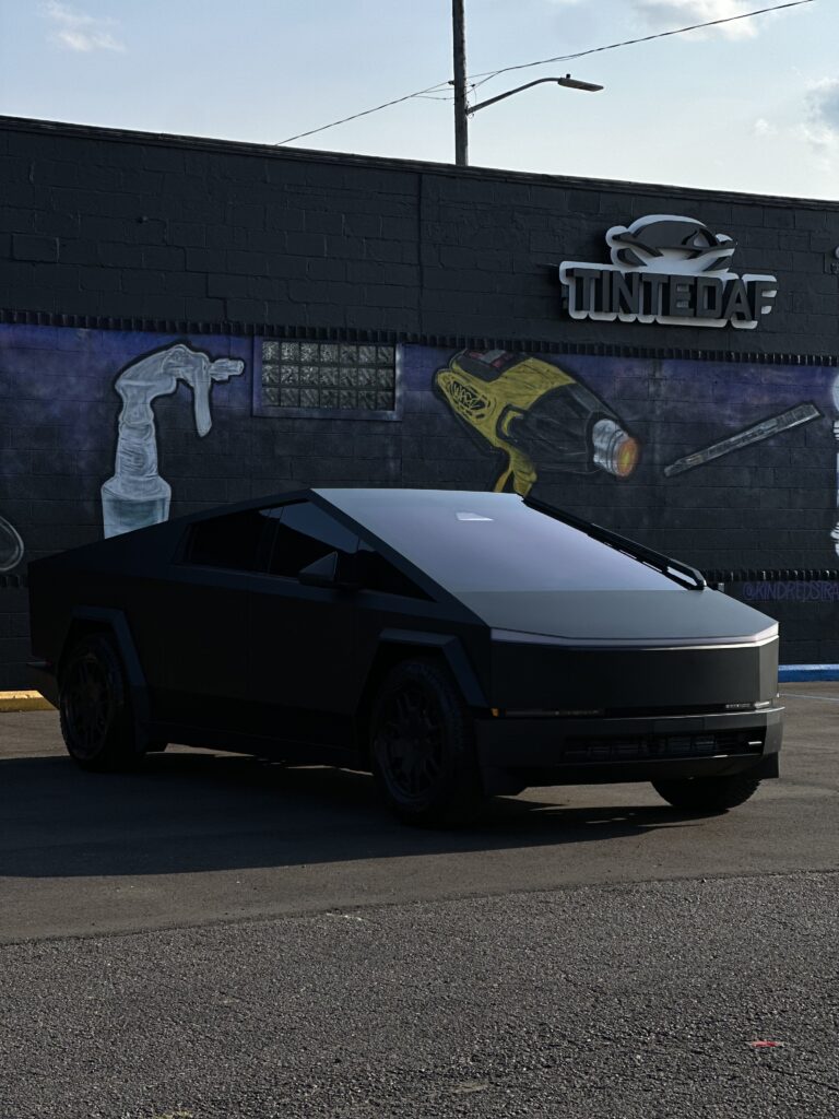 Cybertruck Window tinting services at tinted AF in Wayne State Detroit, MI
