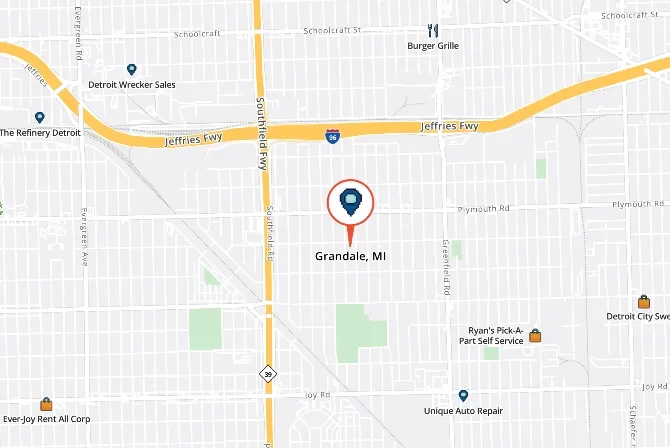 Location of Grandale, Detroit MI