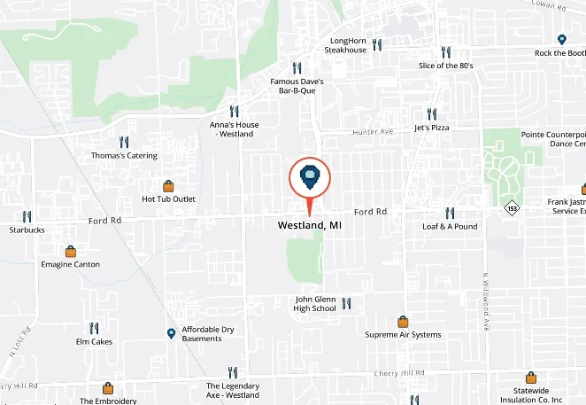 Location of Westland, MI