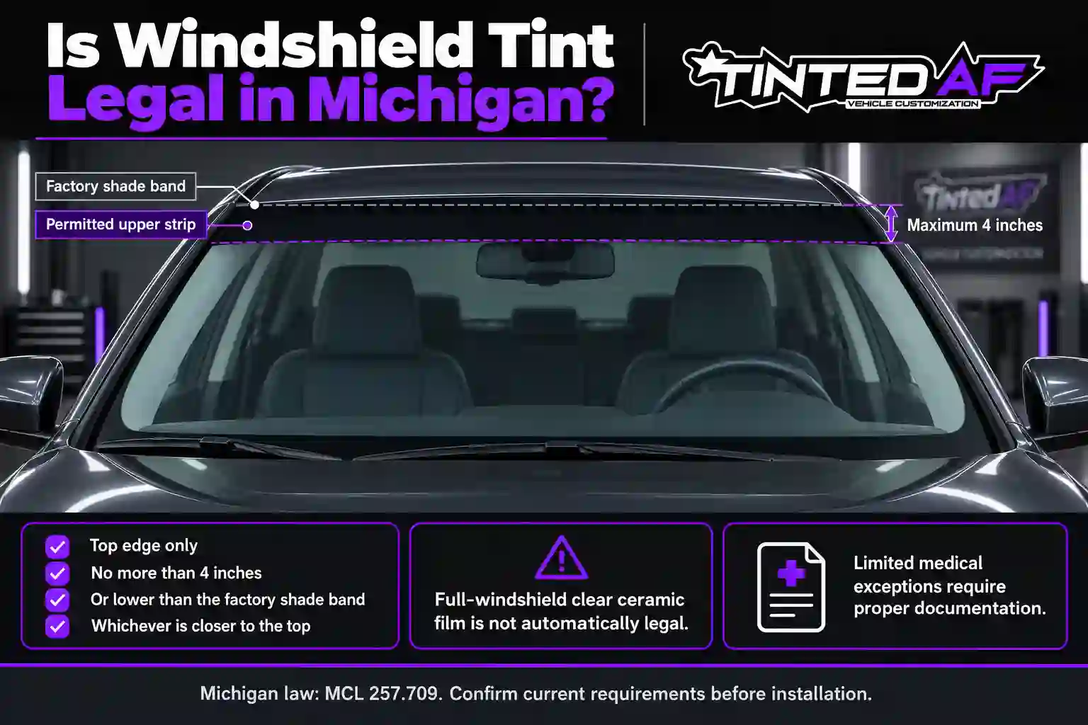 Windshield Tint Legal in Michigan at TintedAF